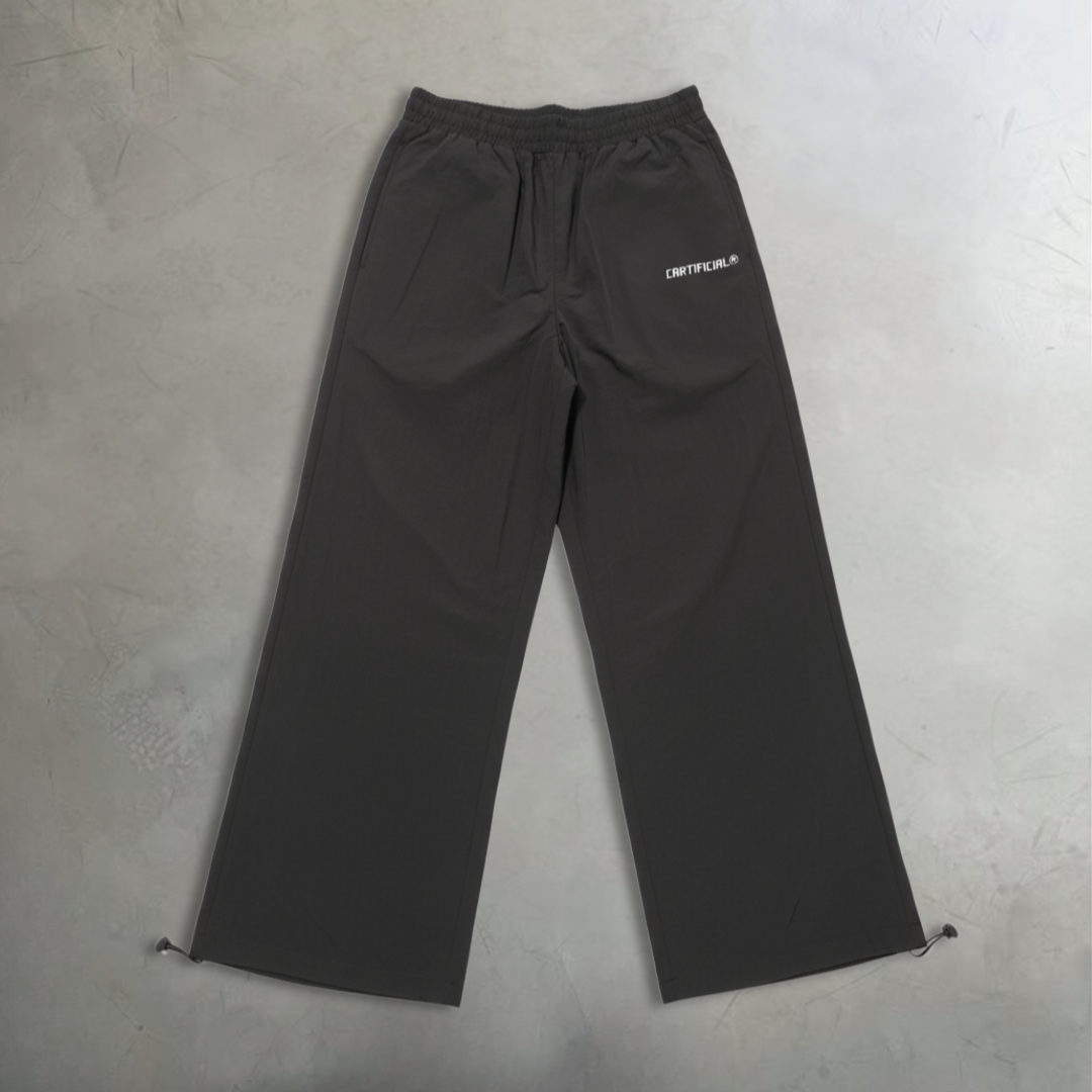 Baggy track pants with adjustable drawstring