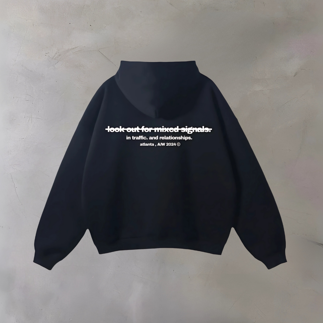 OVERSIZED CARTIFICIAL "MIXED SIGNALS" BOXY HOODIE