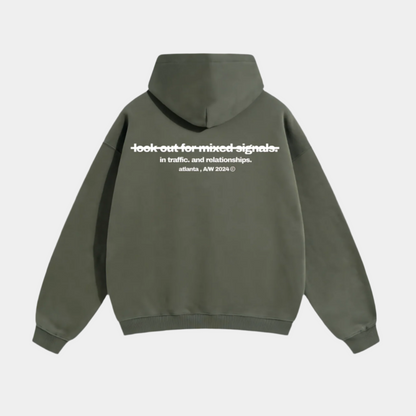 OVERSIZED CARTIFICIAL "MIXED SIGNALS" BOXY HOODIE